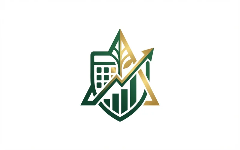 Logo representing accounting and financial services, featuring a calculator, upward graph, and wheat symbol, emphasizing growth and expertise in Southern New Hampshire.